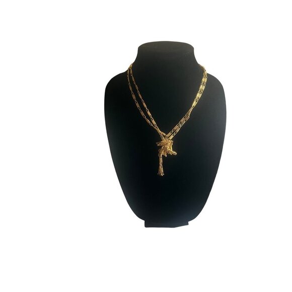 Vintage Napier Textured Or Brushed Gold Tone Necklace Chain Paperclip Style 30" - Picture 4 of 11